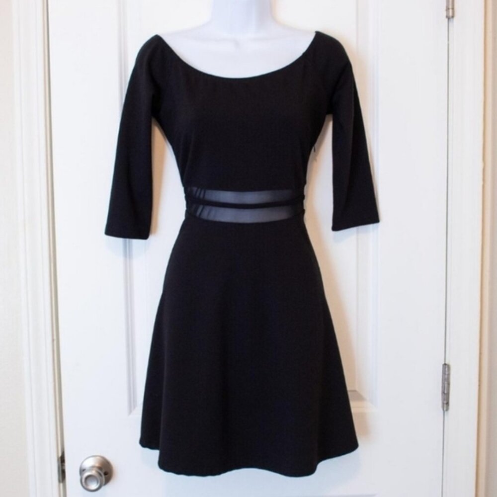 NWT Lulus Fit & Flare Mesh Peekaboo Waist Dress Size XS